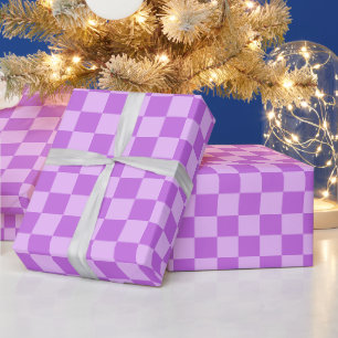 Retro Purple Lavender Tartan Plaid Valentine's Day Wrapping Paper