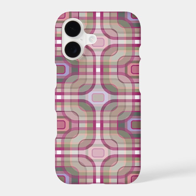 Retro Purple Mod Groovy Artistic Checks Pattern (Back)