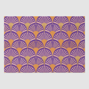 Retro purple orange art deco fans pattern tissue paper