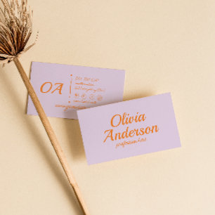 Retro Purple Orange Colourful Groovy Bold Trendy Business Card