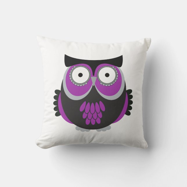 Retro Purple Owl Cushion (Front)