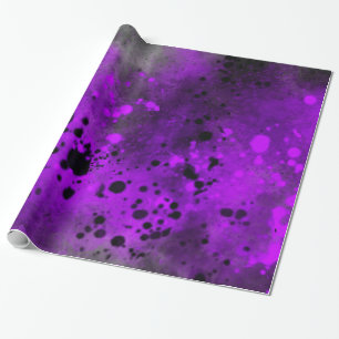 Retro Purple paint splatter Wrapping Paper