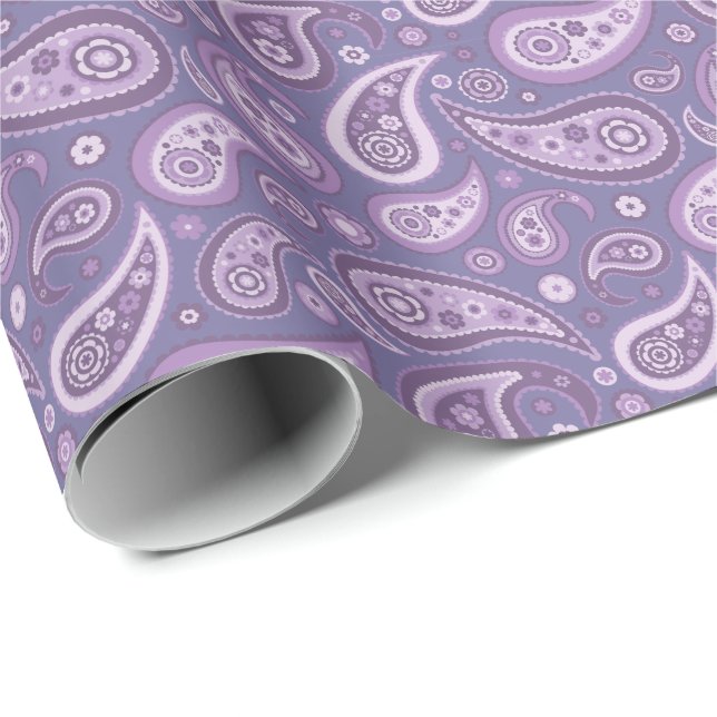 Retro Purple Paisley Pattern Wrapping Paper (Roll Corner)