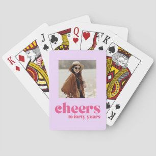 Retro Purple & Pink, 40th birthday Playing Cards