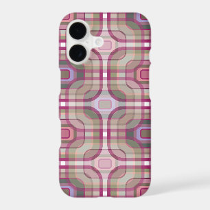 Retro Purple Plaid Groovy Check Pattern Phone Case