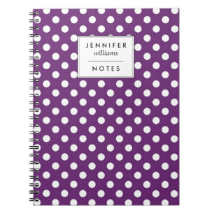 Retro Purple Polka Dots Pattern Notebook