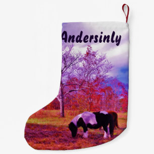 Retro Purple pony Christmas Horse Small Christmas Stocking