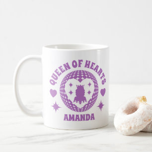 Retro Purple Queen Of Hearts Personalised Coffee Mug