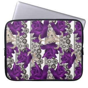 Retro, purple roses laptop sleeve