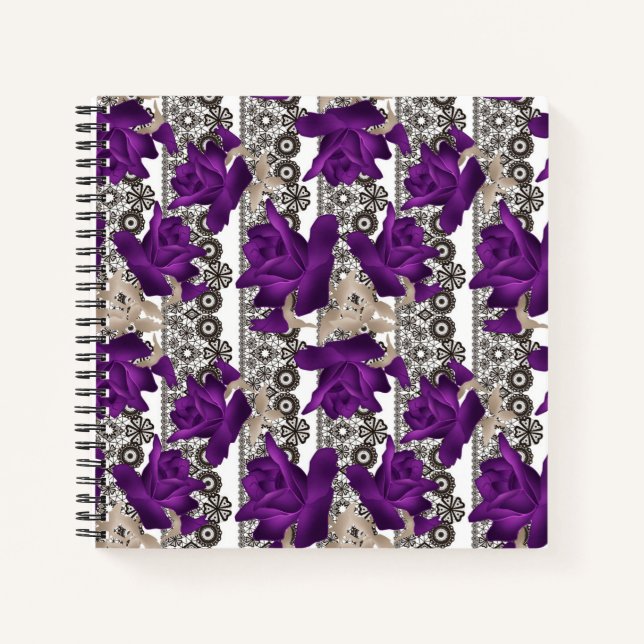 Retro, purple roses notebook (Front)