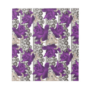 Retro, purple roses notepad