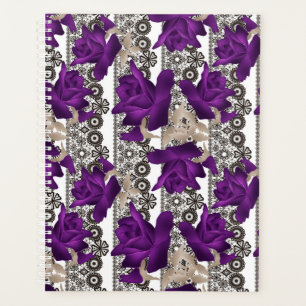 Retro, purple roses planner