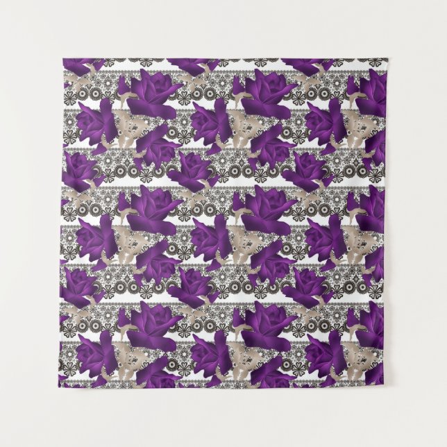 Retro, purple roses tapestry (Front (Horizontal))