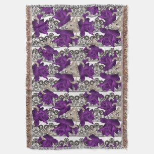 Retro, purple roses throw blanket