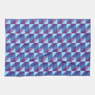 Retro Purple to Blue Geometric Abstract 90s vibe Tea Towel