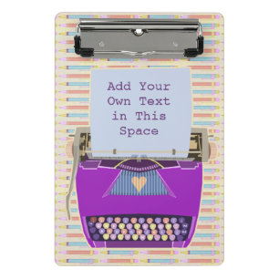 Retro Purple Typewriter Mid-Century Modern Custom Mini Clipboard
