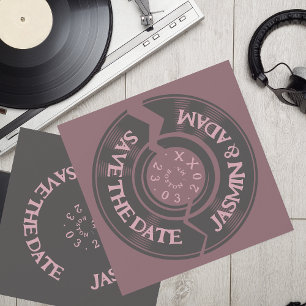 Retro Purple Vinyl Record Groovy Wedding Save The Date