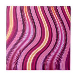 Retro purple wavy stripes pattern ceramic tile