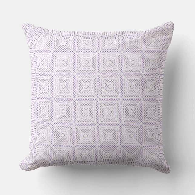 Retro Purple White Squares Pattern Cushion (Front)