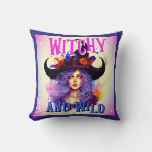 Retro Purple Witchy _  Halloween  Cushion