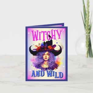 Retro Purple Witchy _ Halloween Thank You Card