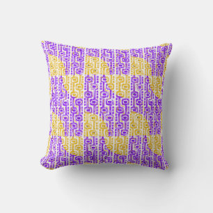 Retro Purple & Yellow Geometric Pattern Cushion