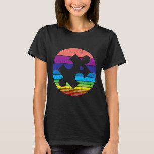 Retro Puzzle Heart Autism Awareness Men Women Kids T-Shirt