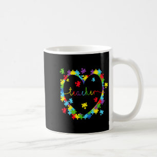 Retro Puzzle Heart Teacher Autism Awareness Men Wo Coffee Mug