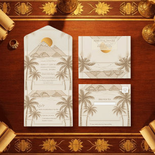 Retro Pyramids Of Giza Egypt Destination Wedding All In One Invitation