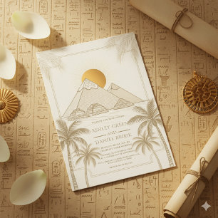 Retro Pyramids Of Giza Egypt Destination Wedding Invitation