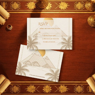 Retro Pyramids Of Giza Egypt Destination Wedding RSVP Card