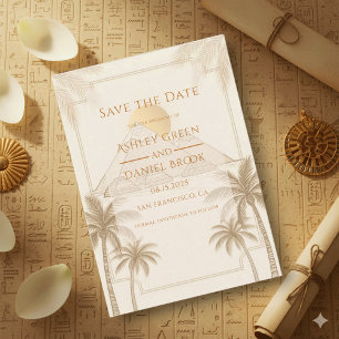Retro Pyramids Of Giza Egypt Destination Wedding Save The Date