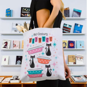 Retro Pyrex Mod Kitty Cats MCM Atomic Tote Bag