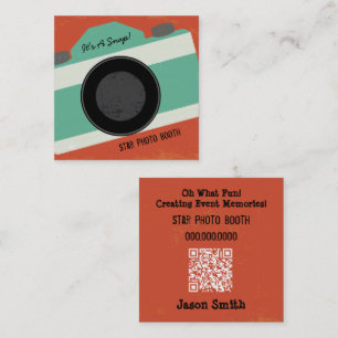 Retro QR Code Camera Photo Booth Photography Square Business Card
