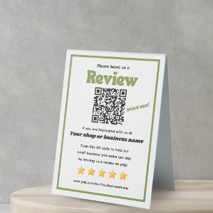 Retro QR code 'leave us a review' YELP green