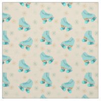 Retro Quad Roller Skates Teal and Tan Patterned
