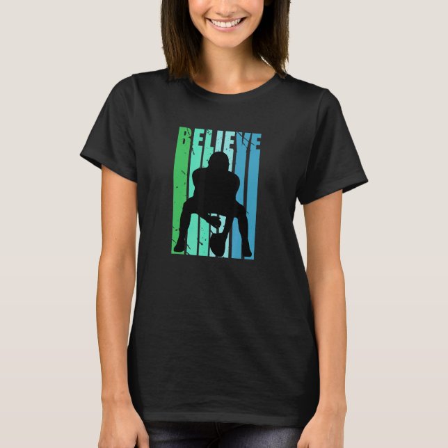 Retro Quarterback American Football Birthday Green T-Shirt (Front)
