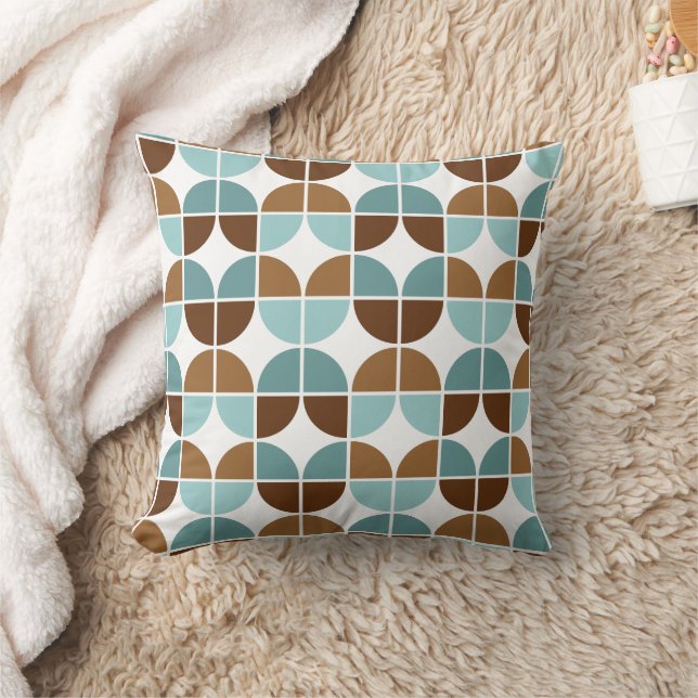 Retro Quarters Blue Brown Cushion (Blanket)