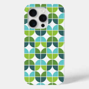 Retro Quarters Pattern in Blue Green iPhone 15 Pro Case