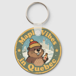 Retro Quebec Maple Syrup Key Ring