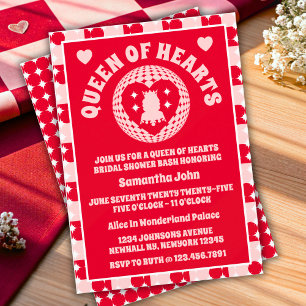 Retro Queen Of Hearts Bridal Shower  Invitation