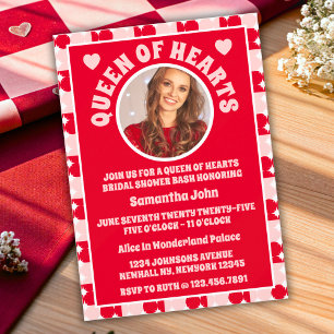 Retro Queen Of Hearts Bridal Shower Photo Invitation