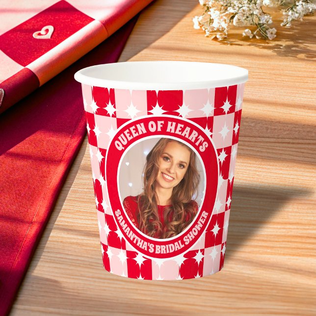 Retro Queen Of Hearts Bridal Shower Photo  Paper Cups (Paper Cups)