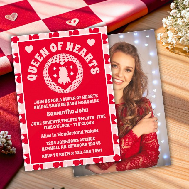 Retro Queen Of Hearts Photo Bridal Shower Invitation (Bridal Shower Invitation)