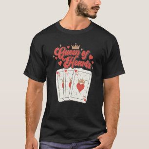 Retro Queen Of Hearts Playing Cards Valentines Day T-Shirt