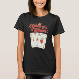 Retro Queen Of Hearts Playing Cards Valentines Day T-Shirt