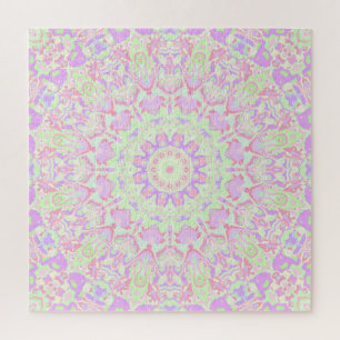 Retro Quirky Eclectic Boho Hippie Pastel Mandala Jigsaw Puzzle