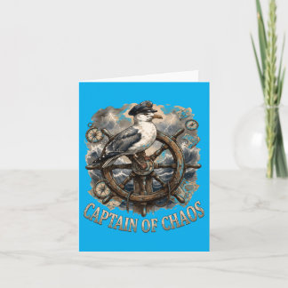 Retro Quote Captain Of Chaos Funny Seagull Beach Card