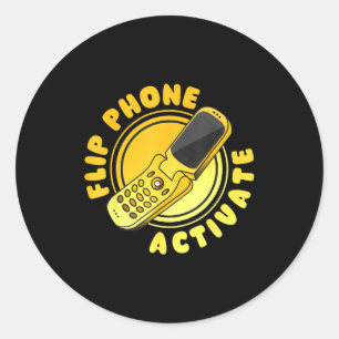 Retro Quote Flip Phone Activate Funny Classic Round Sticker