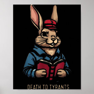 Retro Rabbit Death To Tyrants Vintage 90s, Funny Q Poster